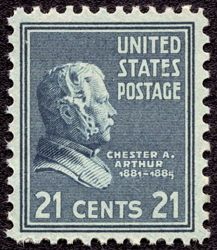 U.S. Postage stamp: Chester A. Arthur, Presidential Issue of 1938