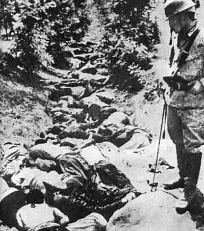 Chinese killed by Japanese Army in a ditch