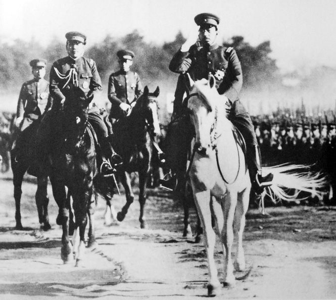 Emperor Hirohito during an Army inspection 8-1-1938