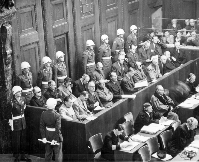 defendants' dock at Nuremberg Trials