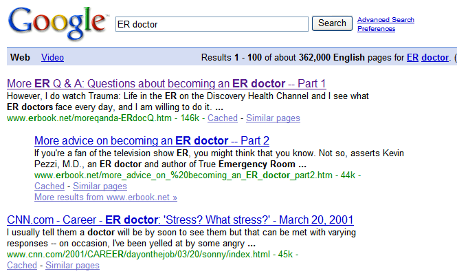 Google ranking 2-3-2008