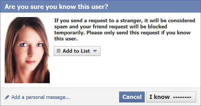 Typical threatening message from Facebook